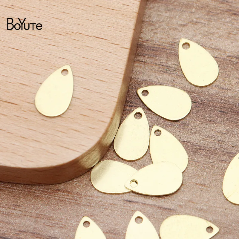BoYuTe (200 Pieces/Lot) 10*6MM Metal Brass Stamping Water Drop Charms for Jewelry Making