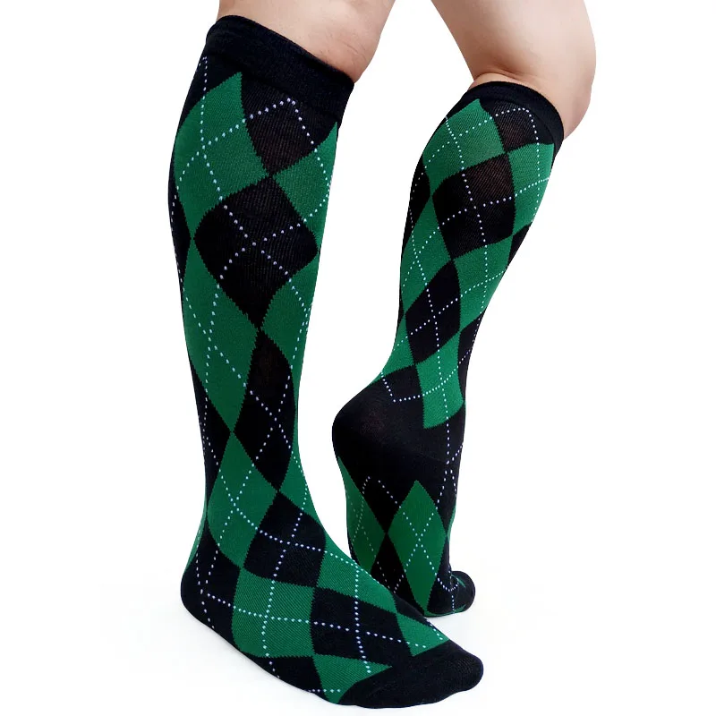 Gentlemen formal dress socks Plaid Knee high Breathable Men Cotton Sock Hose Stocking Sexy Collection Male Sox