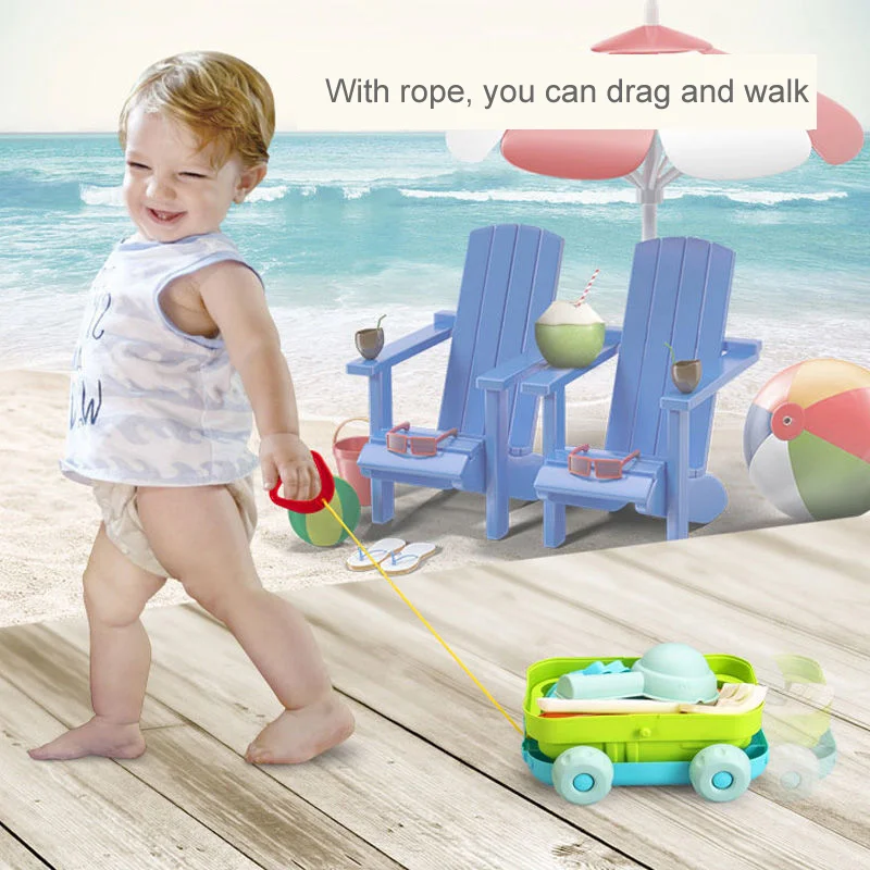 Silicone Beach Toys Baby Beach Play Set Children Sandbox Set Summer Sand Play Sand Dredging Tools Sand Water Game Beach Cart