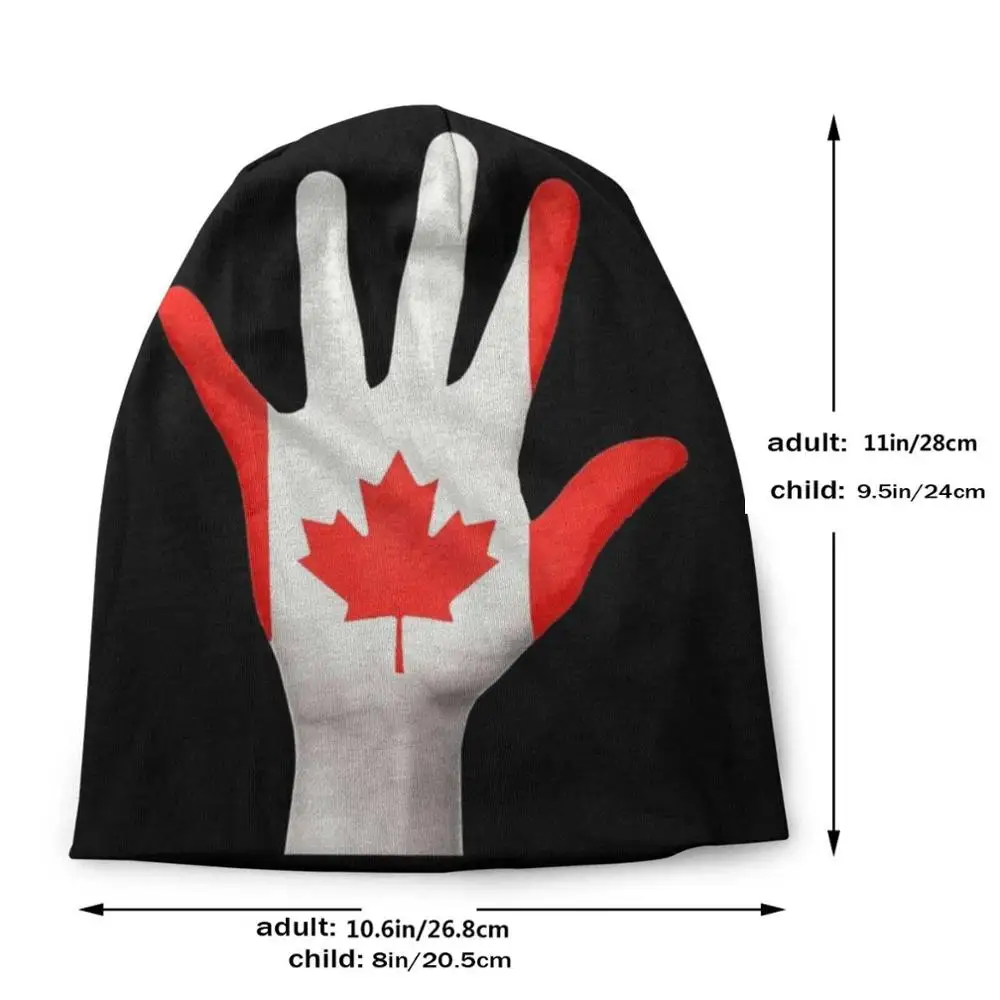 Canada Hand Beanie Autumn Winter Warm Hat Americas Canadian Countries North States White Anthem Banner Canadas Country Flags