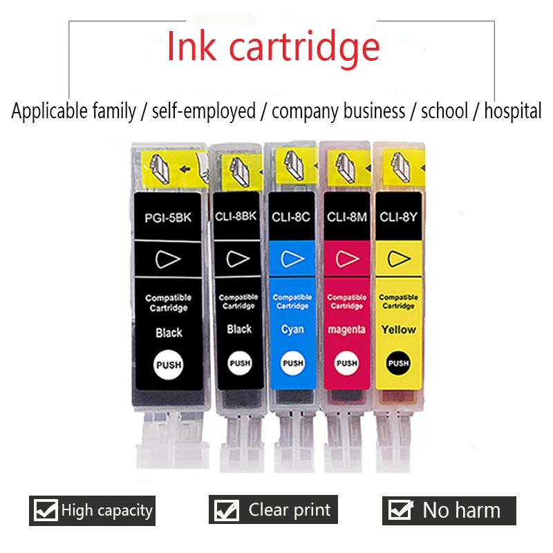 ASW Compatible Ink Cartridges PGI-5 CLI-8 PGI5 CLI8 for Canon PIXMA iP4200 iP4300 iP4500 MP500 iP5200 MP530 MP600 MP610 MP800