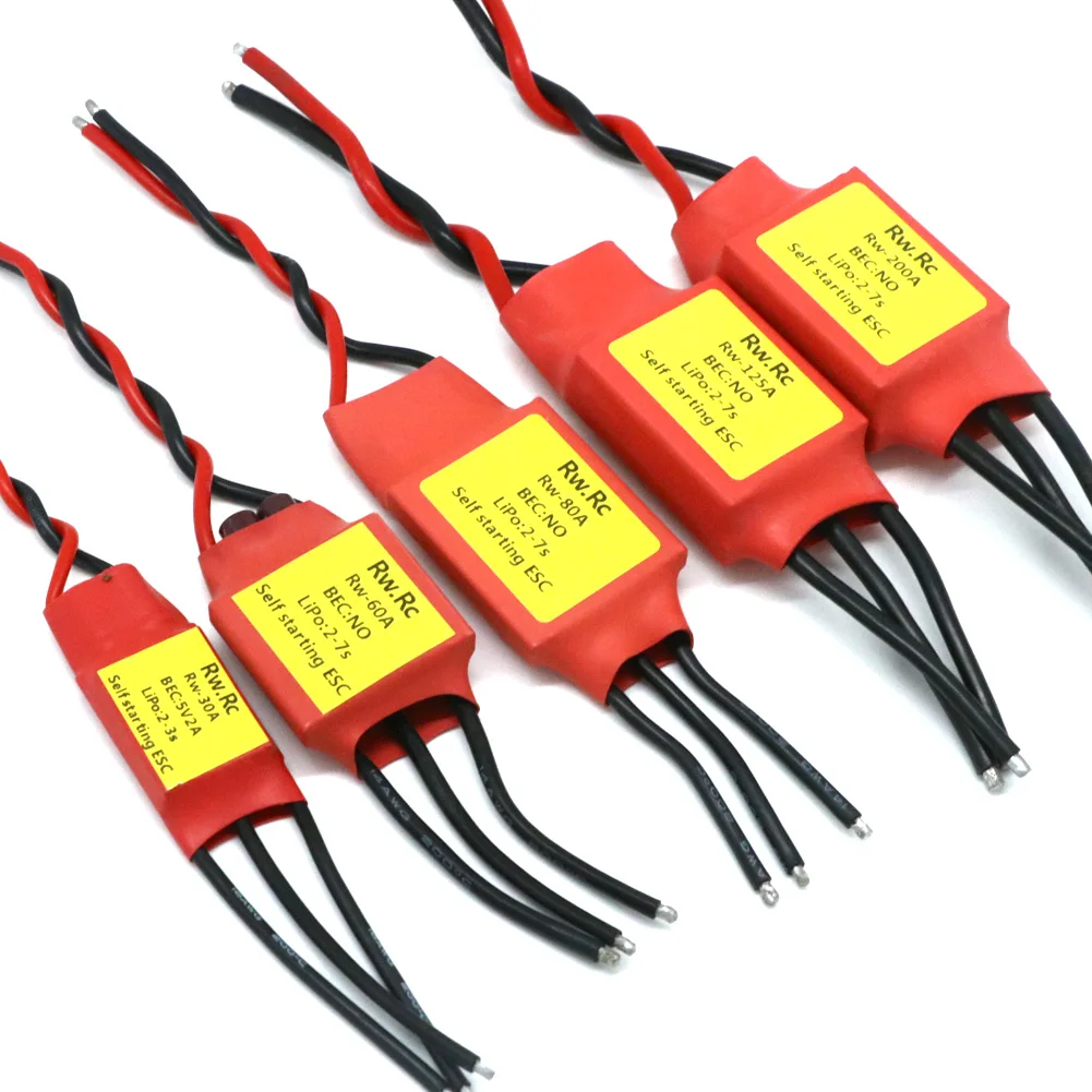 RW.RC Self-Starting Brushless ESC 10A / 30A / 60A / 80A / 125A / 200A with Driver Board No PWM For Thruster Fan RC Model Test