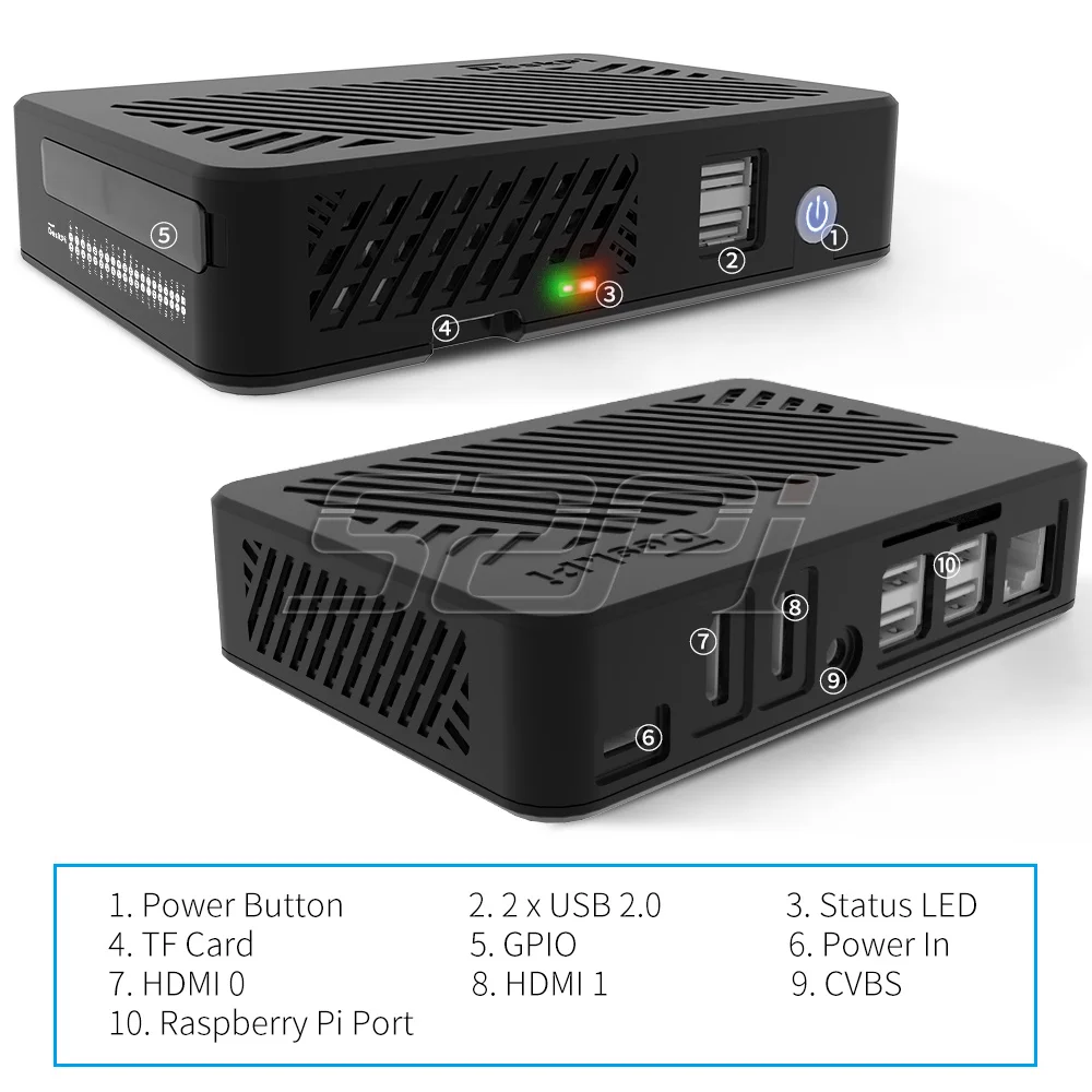 52Pi Raspberry Pi 4 modello B DeskPi Lite custodia in plastica con scheda di espansione GPIO e ventola di raffreddamento PWM per Raspberry Pi 4B