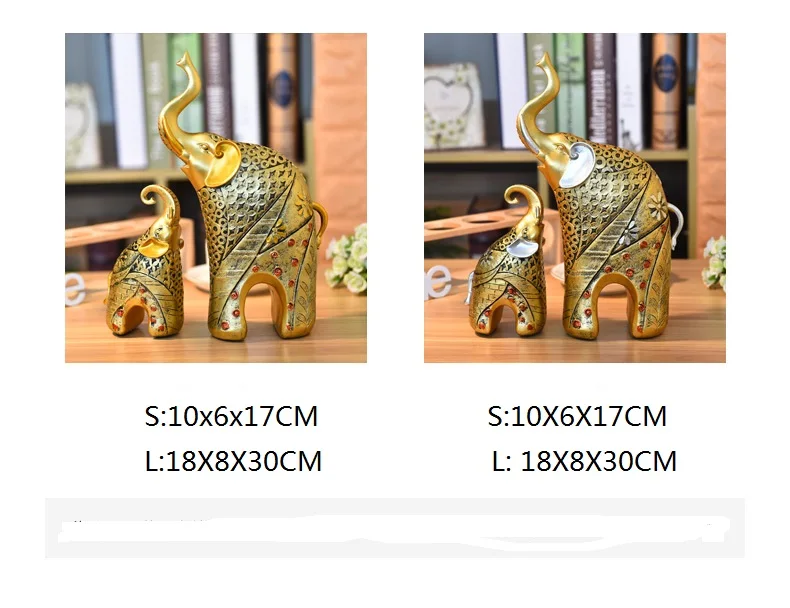 parent-child elephants painted handmade model resin craft Desktop ornaments TV cabinet home decoration gift a0381