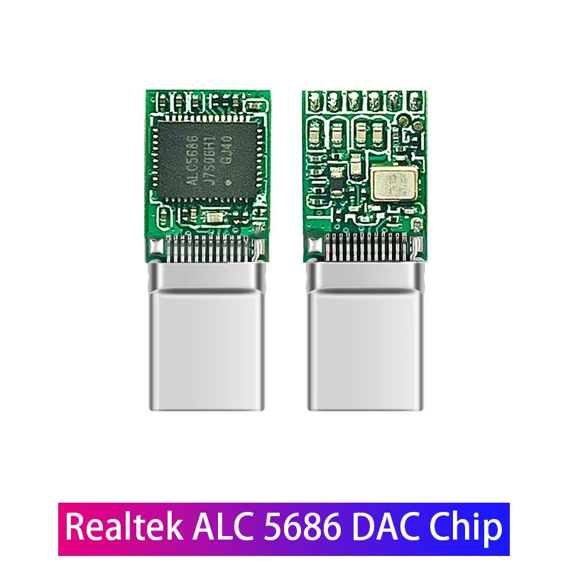 Realtek ALC5686 USB Type-C to 3.5mm DAC Headphone Amplifier 16-32Ω 125dB PCM 32b/384kHz Digital Decoder Hi-Res AUX Audio Adapter