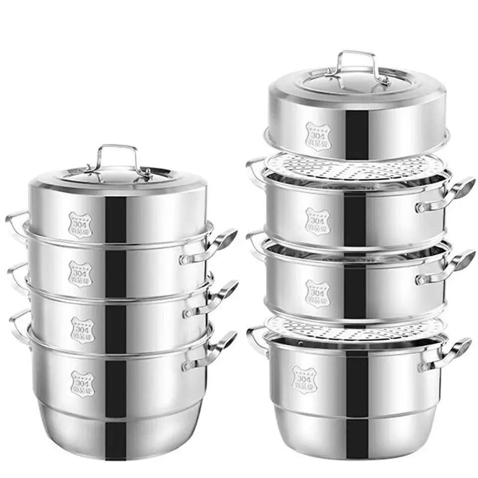 Steamer Pot Double Boilers 304 Stainless Steel Soup Pot Cooking Pot Household Pan Casserole Pot With Thickened Bottom Steaming