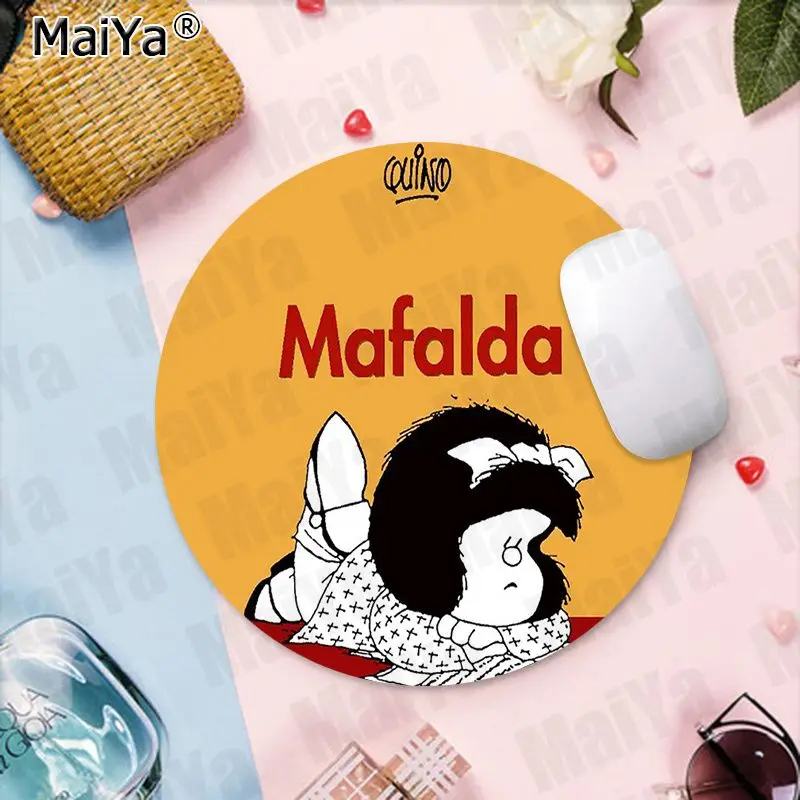 MaiYa Arrivals Top Quality Mafalda Girl gamer play mats round gaming Mousepad Anti-Slip Laptop PC Mice Pad Mat gaming Mousepad