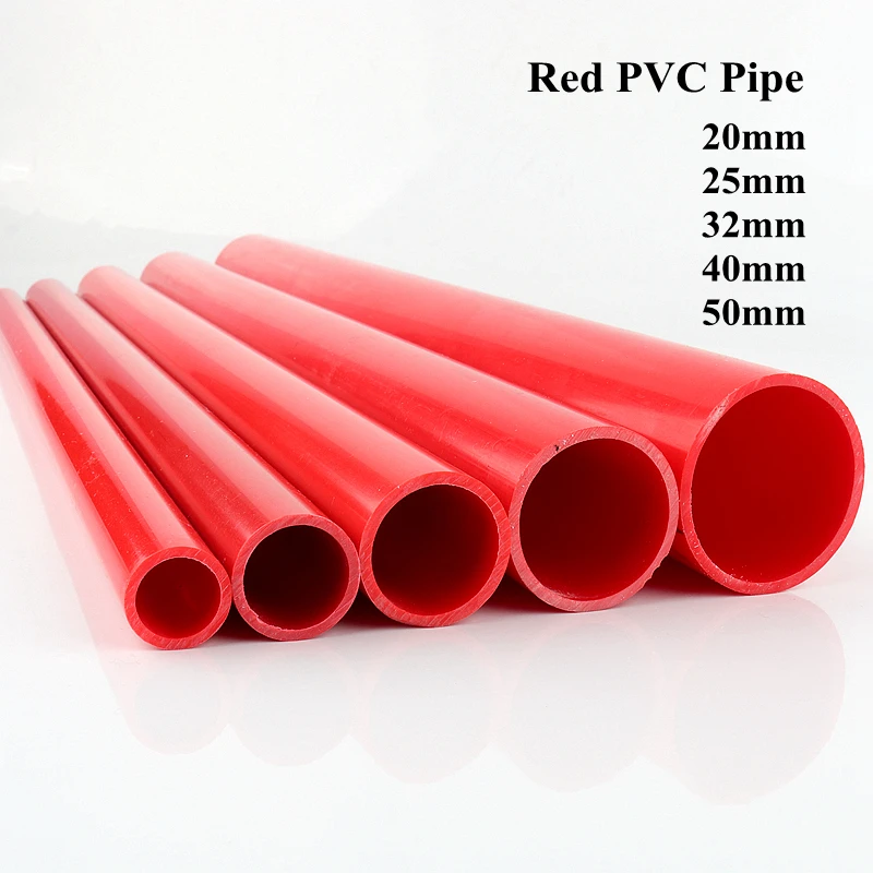 

O.D 20~63mm Red PVC Pipe Aquarium Fish Tank Fittings Hydroponic Planting Frame Tube Garden Irrigation System Water Supply Pipe