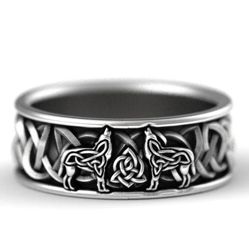 Northern European Mythology Wolf Finriel Defense Totem Amulet Hip-hop Wolf Ring Man Vintage Jewelry