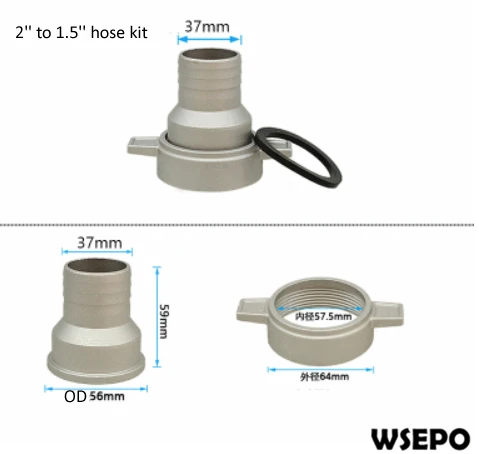 2''(50mm) Change to 1.5'' (38mm) Exhaust Outlet Hose Kit(Hose+Seal gasket+ Screw Nut) for Gas Engine Powered Clear Water Pump