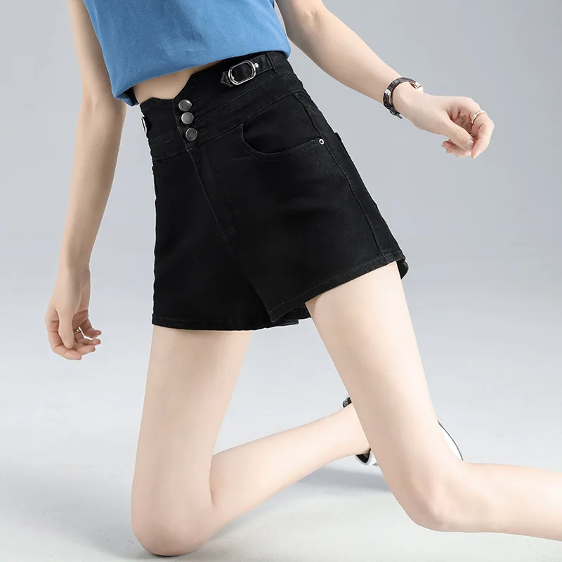 2021ผู้หญิงฤดูร้อนใหม่สูงเอว Slim และ Denim กางเกงขาสั้น