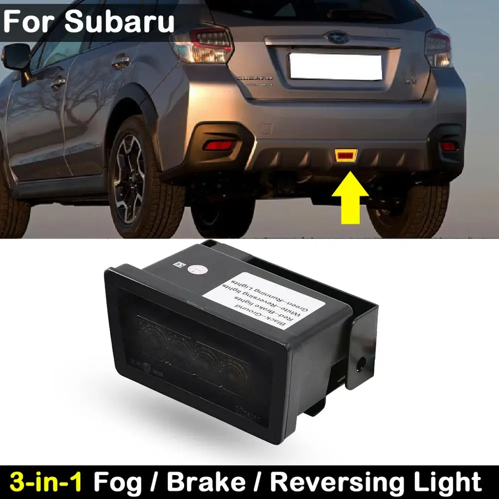 

For Subaru WRX/STI Impreza XV Crosstrek Smoked Lens 3-In-1 LED Rear Yellow Fog Light Red Brake Lamp White Reversing Lights