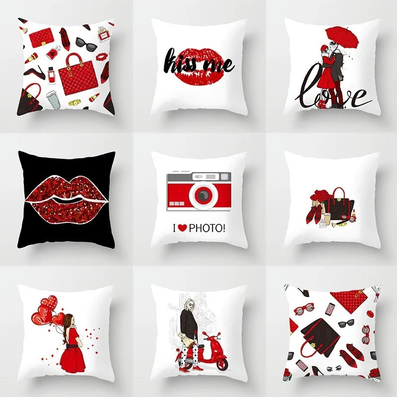 

New Holiday Gifts Happy Valentines Day Decor Wedding Decoration Heart Lover Cushion Cover Saint Valentin Party Decoracion Home