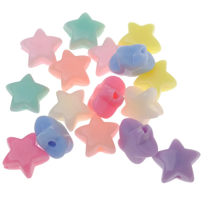 Fresh New 11mm 1100pcs Spring Pastel Colors Kawaii Acrylic Stars Jewelry Beads For Bracelet Necklace Earring Accessory Material