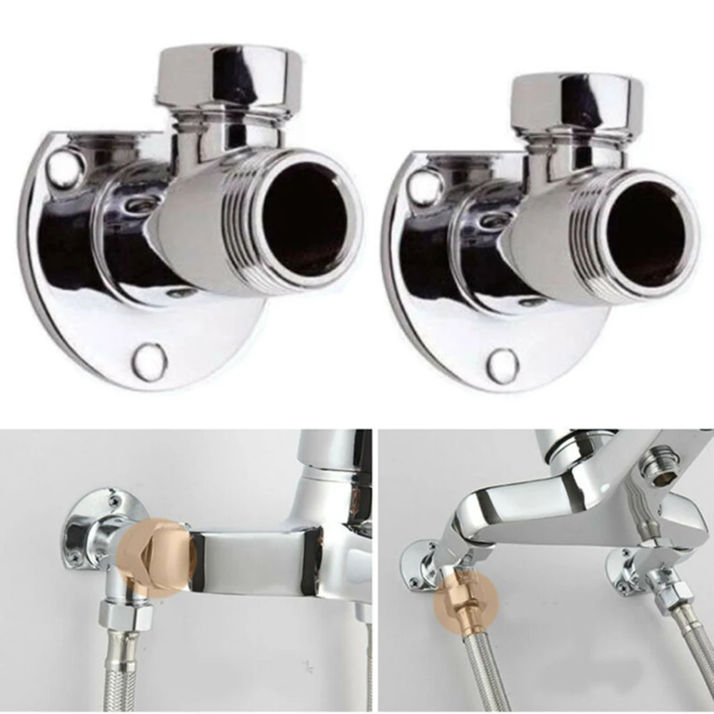 2pcs Shower Bar Valve Tap External Pipe Work Wall Mount Elbows Chrome Zine Alloy for 15mm Pipework