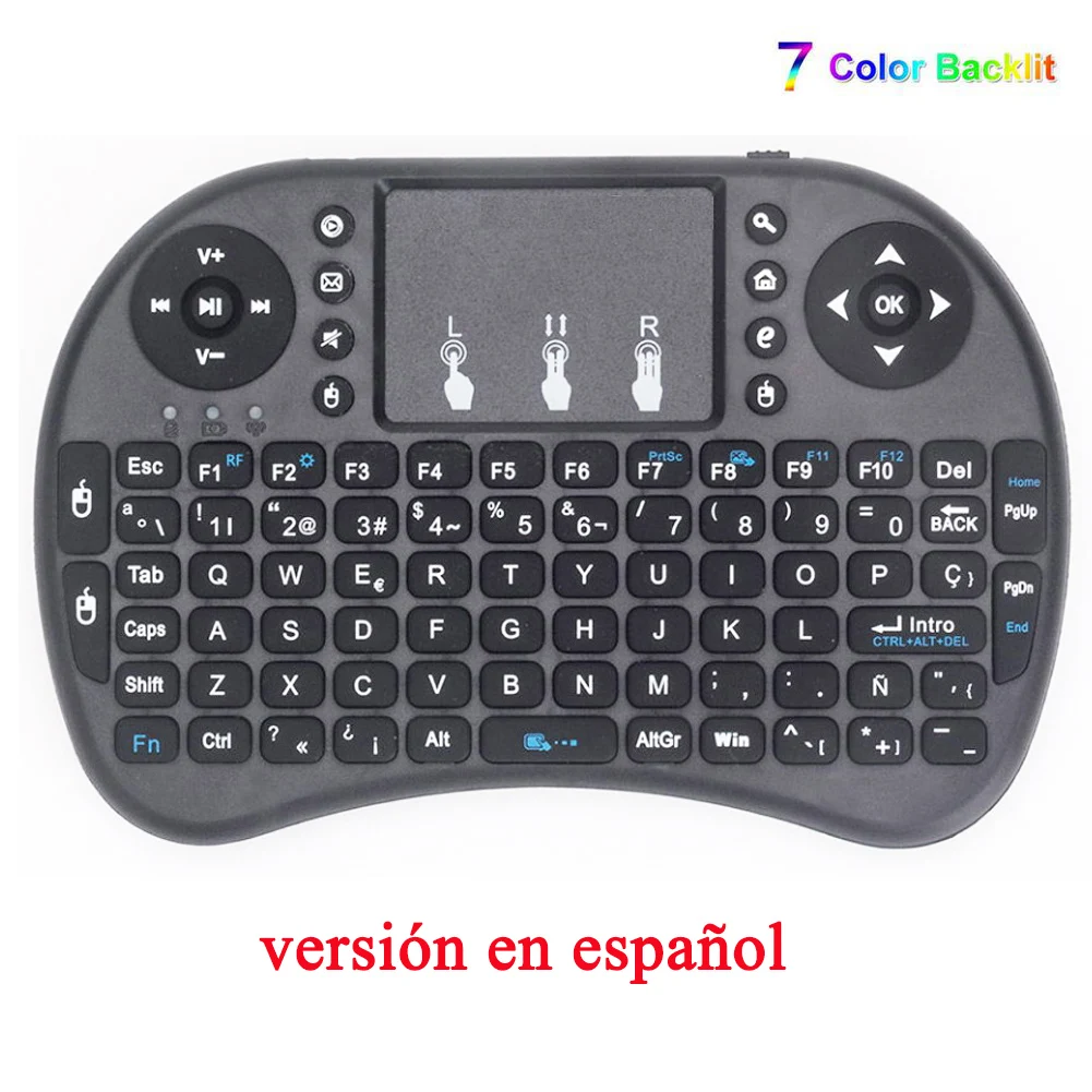 

Wiisdatek Original i8 Spanish Version 2.4GHz Wireless Keyboard Air Mouse Touchpad for Android TV BOX Mini PC