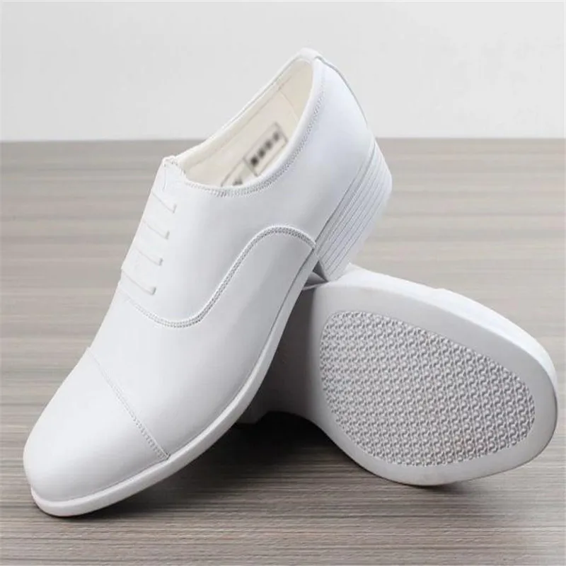 Big Size Performance White Leather Shoes Men Three Joint Military Shoe Mens Wedding mesh Shoes Solid Oxfords Wear-Resistant