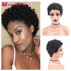 Short Pixie Cut Synthetic Hair Wigs for Women Afro Curly Synthetic Full Wigs with Thin Hair African American Hairstyles Wigs