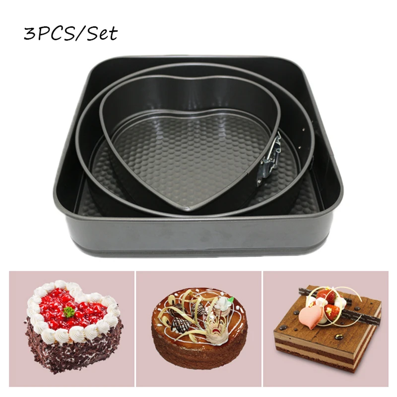 3Pcs/set Bakeware Cake Molds Baking Tool Pans Kitchen Round baking dish Heavy Carbon Non-stick Slipknot Removable Base Tray