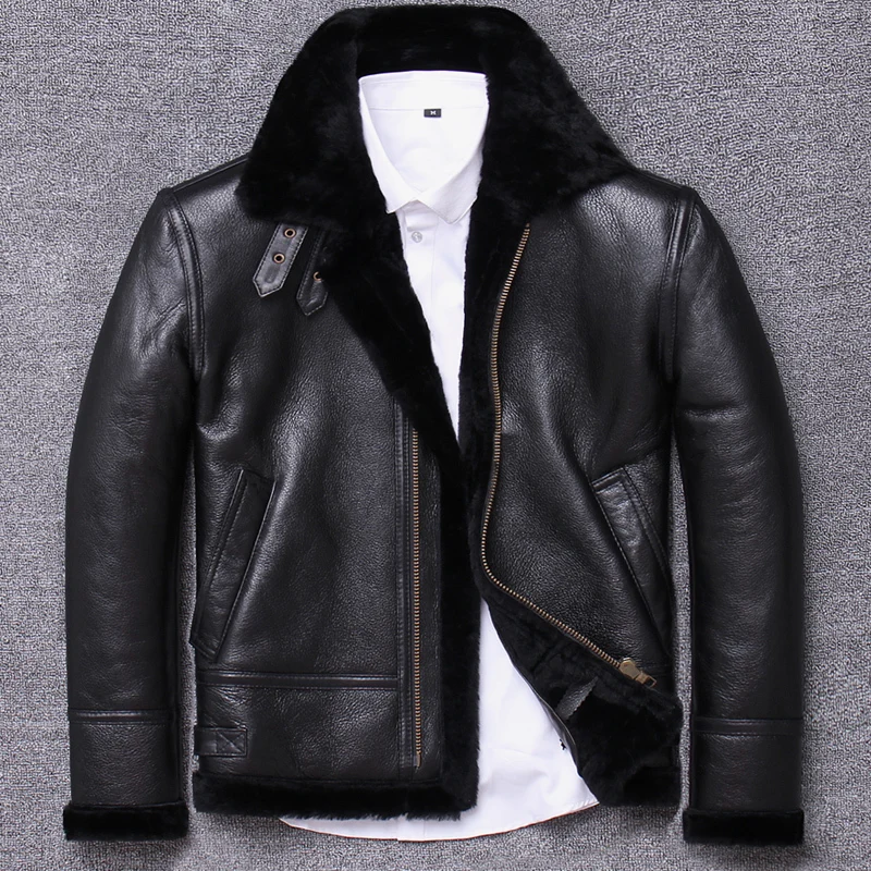 

100% Natural Shearling Jacket Men Clothes 2020 Streetwear Real Fur Coat Man Moto Biker Slim Genuine Leather Jackets U802