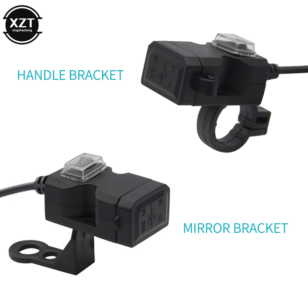 Universal 12V-24V Waterproof Motorcycle USB Charger Socket Splitter 5V 1A/2.1A Adapter Dual USB Moto Motorbike Phone Usb Charger