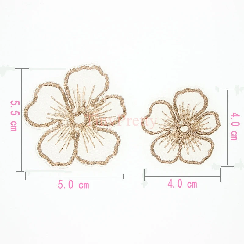 10pcs Embroidered 5-petal Flower Applique Patches Vintage Embroidery Flower Petals DIY Craft Supplies Handmade Hair Jewelry