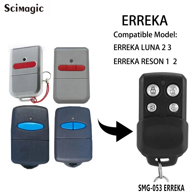 ERREKA Fixed Code 433MHz Garage Remote Control Transmitter Compatible Model LUNA 2 3 RESON 1 2 Remote Door Controller New