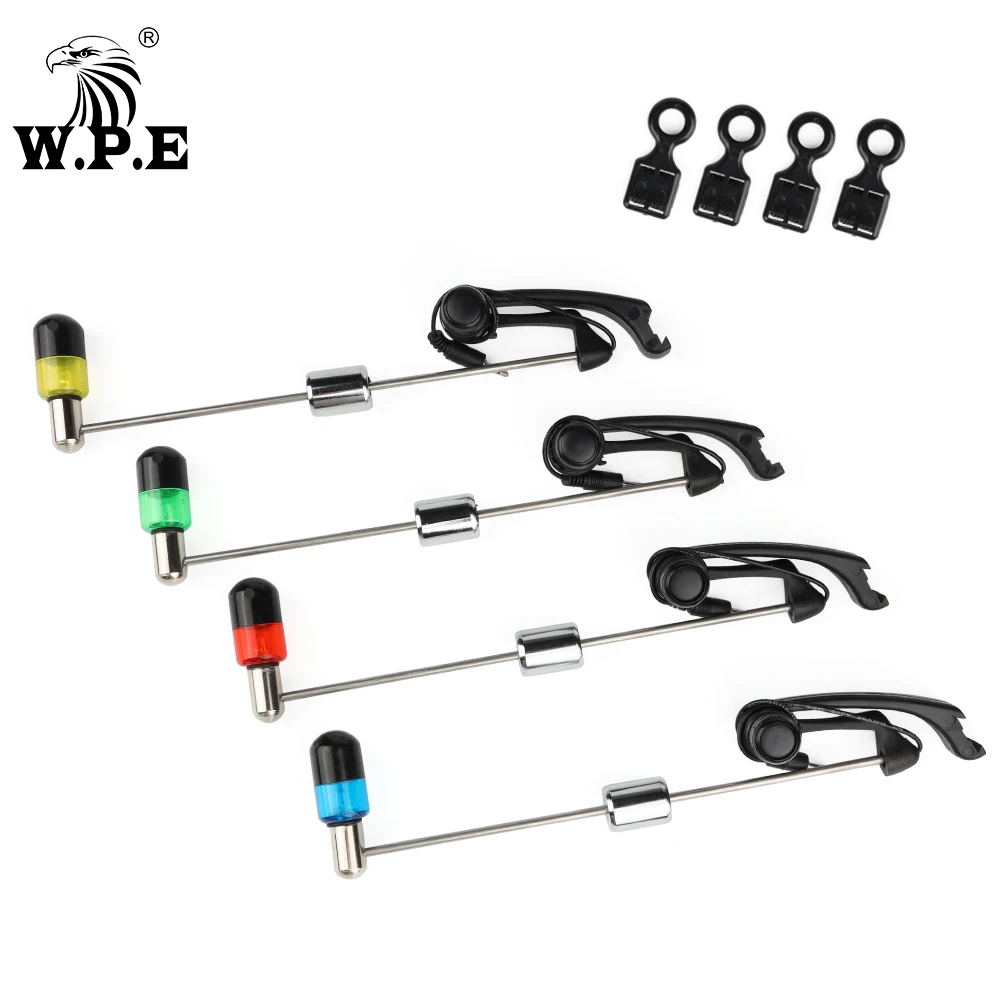 W.P.E 4pcs/set Carp Fishing Swinger Multicolor Indicator Carp Fishing Alarm Hanging Sensor LED Carp Fishing Tackle Accessories