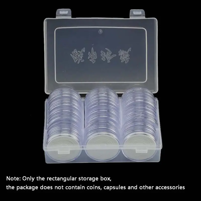 Clear Plastic Storage Box Display Collection Case Protector Organizer for 48pcs 40mm / 45pcs 46mm Direct Fit Coin Capsule Holder