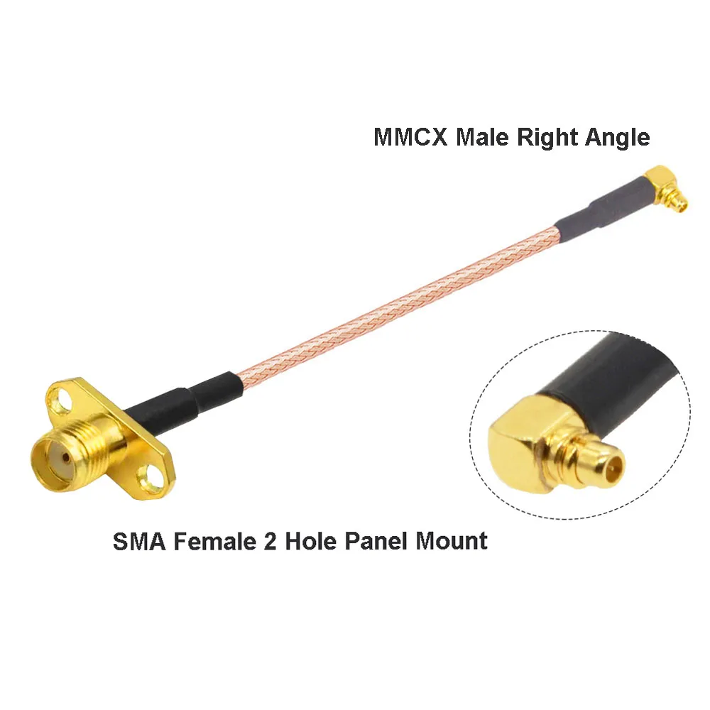 2PCS/LOT MMCX to SMA/RP-SMA Female Flange Panel Mount RG316 Pigtail FPV Antenna Extension Cord for TBS Unify PandaRC VTX