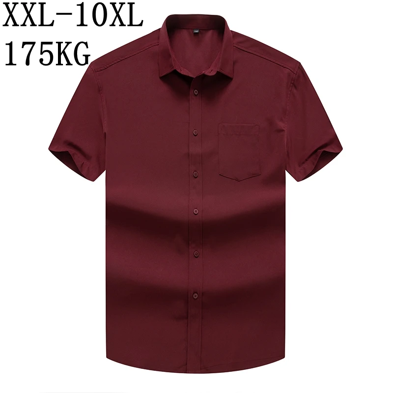 

10XL 8XL 7XL 2021 New Summer Loose Men Shirt Short Sleeved Fashion Solid Men's Shirts Formal Business Camisa Masculina