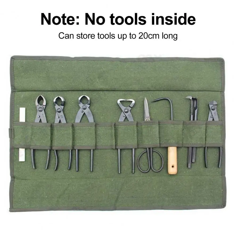 Green Japanese Bonsai Tools Storage Package Roll Bag Garden Repair Tool Pliers Scissors Canvas Tool Set Case Durable