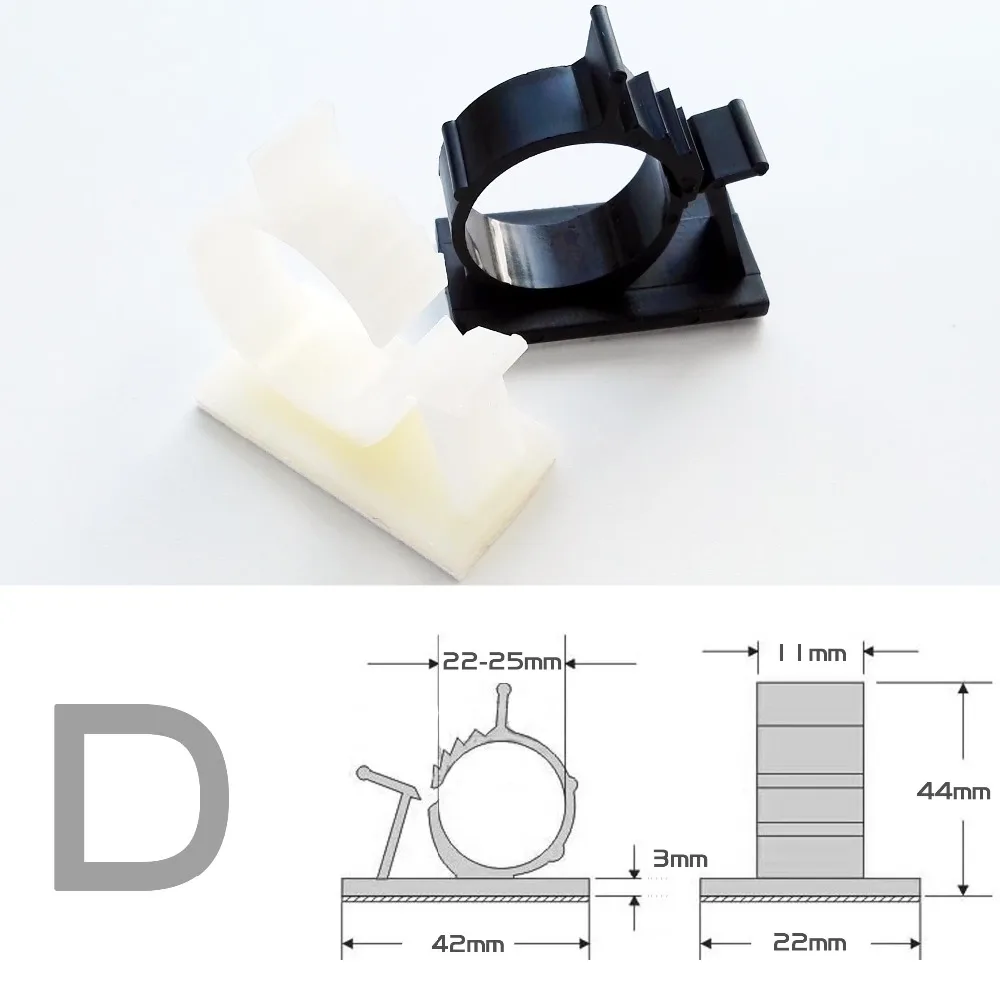 5 Stück schwarz weiß Nylon Kunststoff selbstklebende Kabelklemmen Clips Drahtkabel Stromleitung Halter Management Organizer Loop Fixer – Detail 4