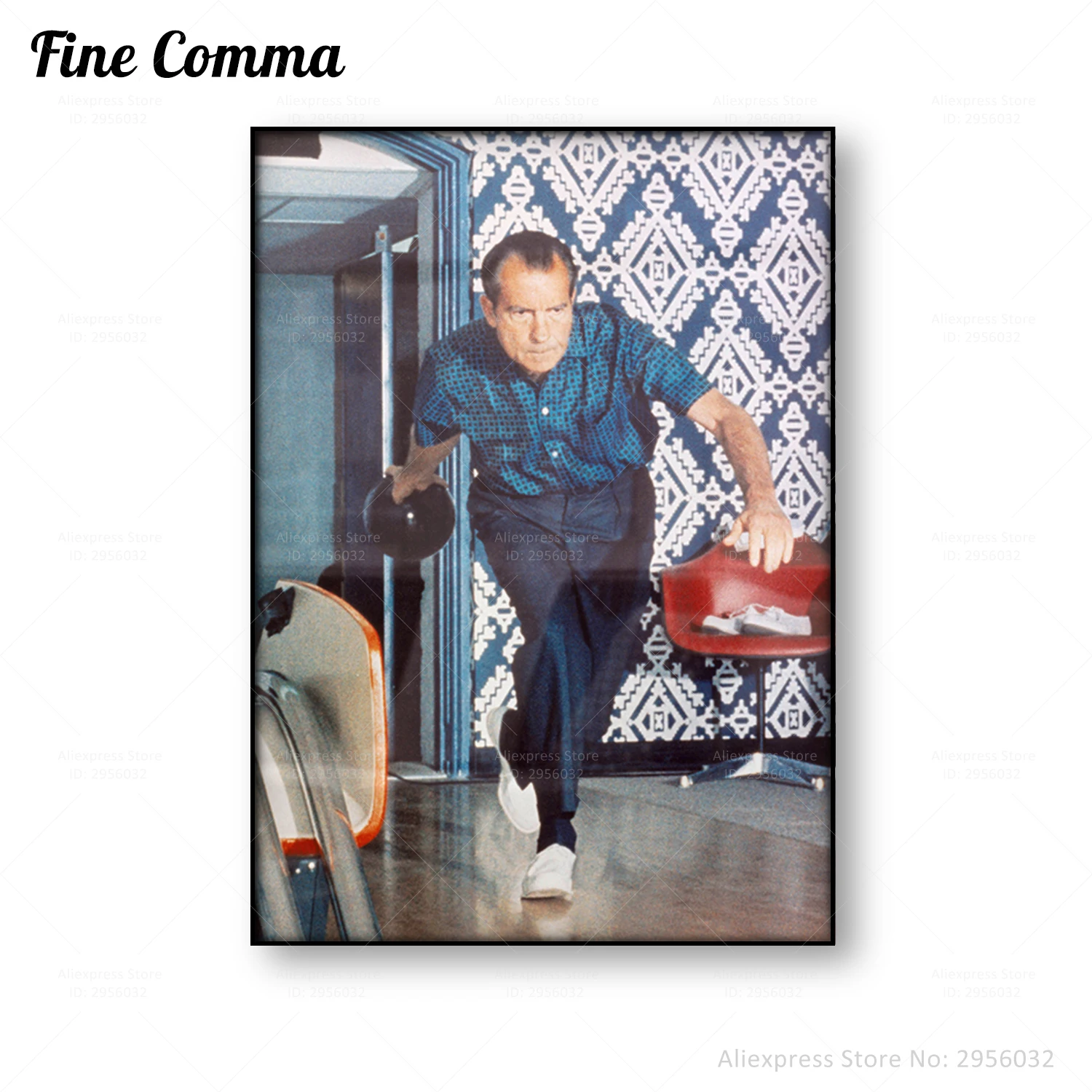 Richard Nixon Bowling Vintage Photo Poster US President Wall Art Canvas Print Home Decoration Retro Photo Print Home Decor Gift