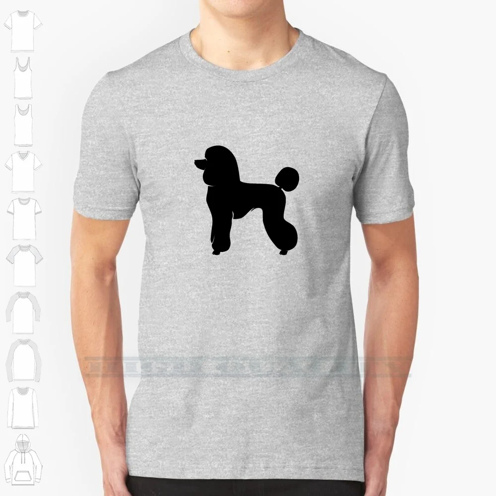 Poodle 100% Cotton T Shirt Poodle Silhouette Isolated Dog Background White Animal Black Pet Standard Standing Hair Profile