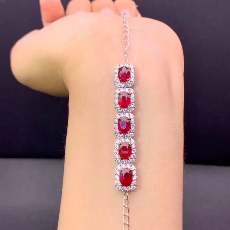 exquisite ruby bracelet red ruby gemstone bracelet women silver jewelry fine present real natural gem good color christmas gift