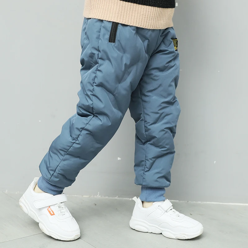 Winter Boys Pants Keep Warm Casual Trousers Windproof Thicken Plus Velvet Cotton Padded Sweatpants 6 8 9 10 11 12 Years Kid Pant