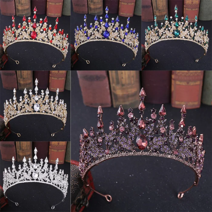 

Big Wedding Crown Bridal Headpiece Gold Rhinestone Crystal Diadem Queen Crown Princess Tiaras Jewelry Wedding Hair Jewelry