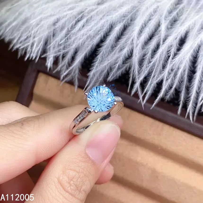 

KJJEAXCMY fine jewelry 925 sterling silver inlaid natural gem stones blue topaz gemstone new Female Miss woman girl ring luxury