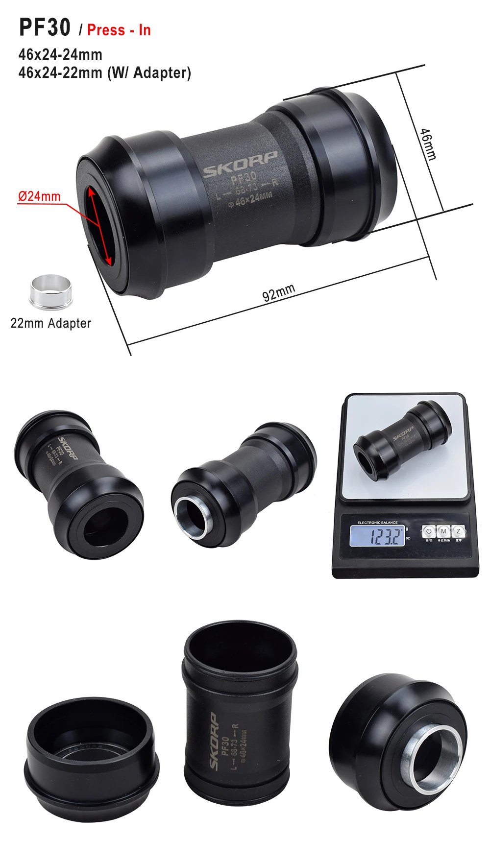 MTB Road Bike Bottom Brackets BB30 BSA30 PF30 BB386 46/42x22 24 30mm Sealed Bearing Mountain Bicycle BB Sets Central Axis