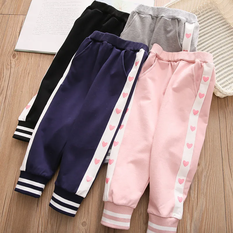 2024 Autumn Spring 2 3 4 6 8 10 Years Children\'s Clothing Striped Colorful Patchwork Sports Pants Trousers For Kids Baby Girls