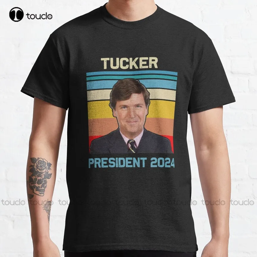 #Tucker Carlson For President #Tucker 2024 Classic T-Shirt Workout Shirts For Women Custom Aldult Teen Unisex Fashion Funny