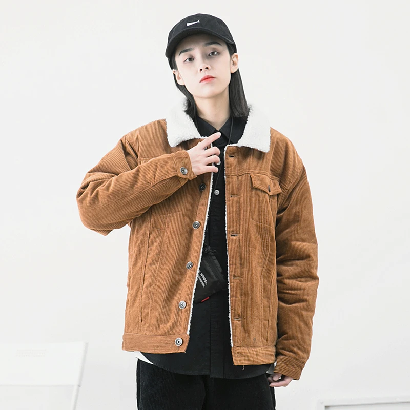 Winter Jacket Thicken Corduroy Cotton Coat Women Plus Lamb Wool Warm Fashion Casual Winter Jackets Couple Models Jackets