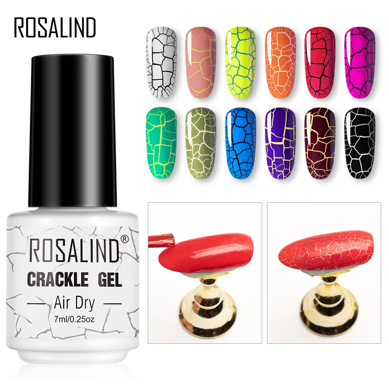 ROSALIND Crackle Gel Nail Polish For Nail art manicure Set Air dry nail polish Need Base Color Gel Varnishes Lacuqer