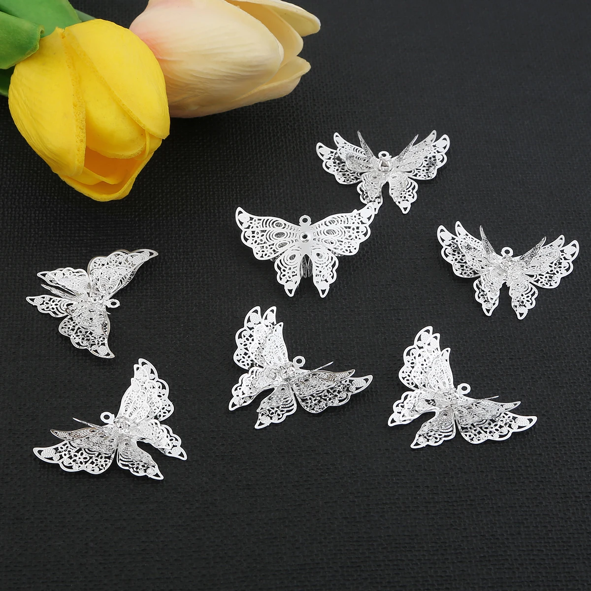 1pcs 25x35mm Beads Butterfly Charms Pendant For Jewelry Making DIY Bracelet Earrings Hair Clip Supplies Beads Connector