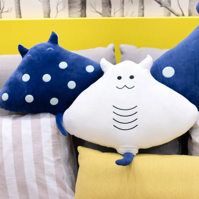 Home Decoration New Fish Pillow Simulation Marine Creature Sea Fish Doll Plush Toy Cushion Large Bat Fish Toy Girls Like Filling