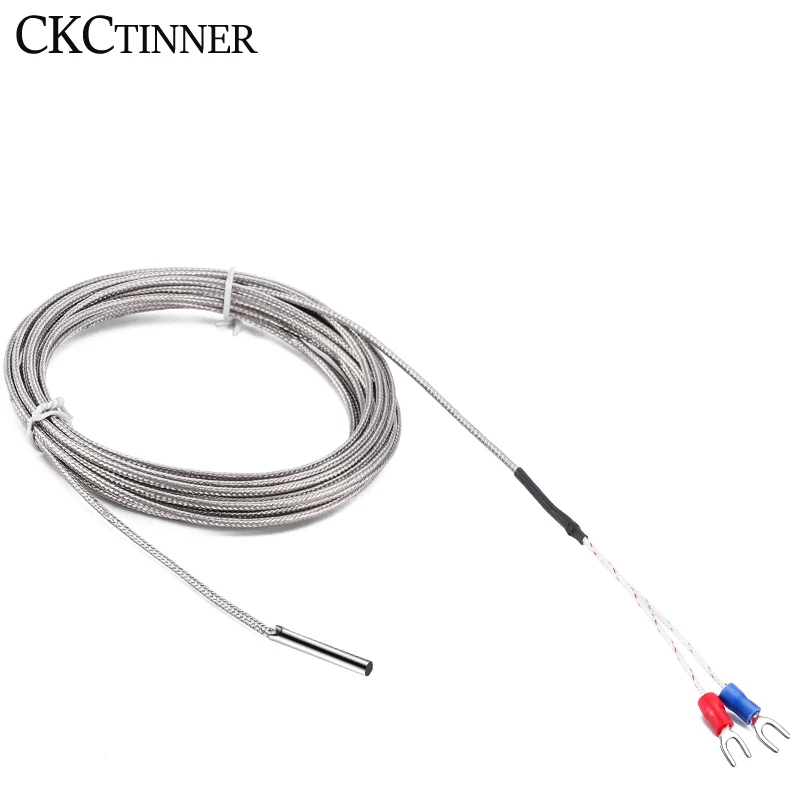 4*30mm Type K Thermocouple 1/2/3/4/5M Probe Type Shielded Braide Wire Thermocouple Temperature Sensor For Temperature Controller