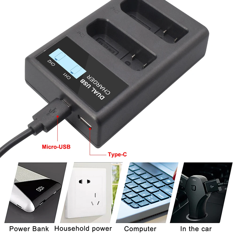 PALO EN-EL14 EN EL14 EN-EL14a Camera Battery Charger LCD Dual Charger for Nikon P7800 P7100 D3400 D5300 D5200 D3200 D3300