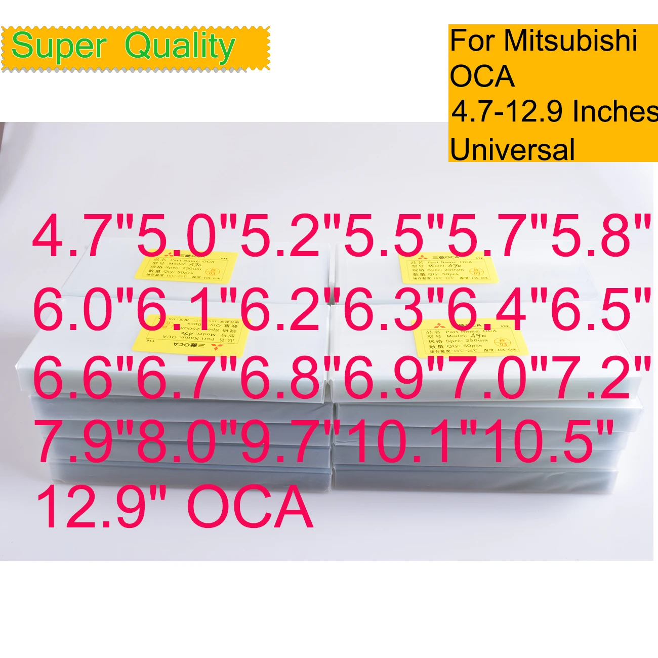 50Pcs/Lot OCA Optical Clear Adhesive For Mitsubishi Universal Size OCA Glue Screen Film Laminating Repair Can Cut