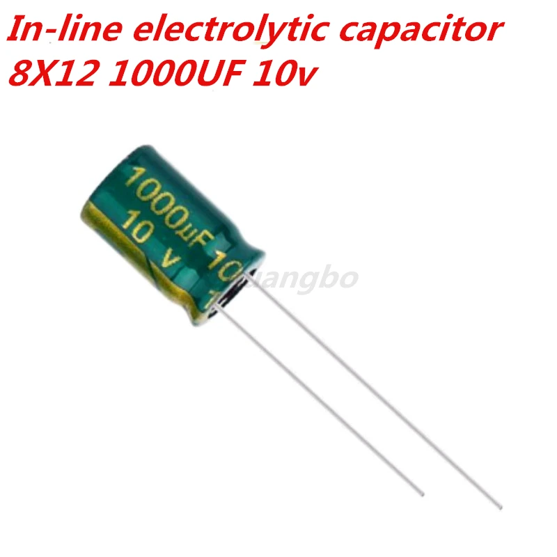 20pcs 10V1000UF 8X12 10V 1000UF  Low ESR / Impedance high frequency aluminum electrolytic capacitor size 8X12 10v 1000uf 20%